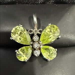 Silver and Green Butterfly Pendant